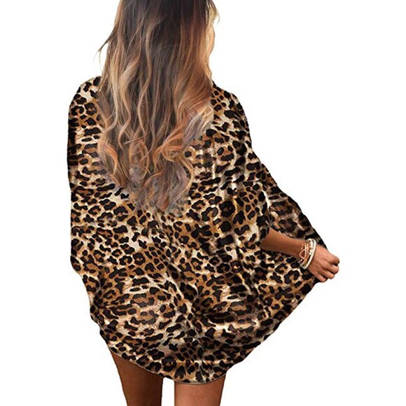 Women's Floral Kimono Cover Up Light Spandex Casual Summer Shortsleeve - Picture 3 of 3